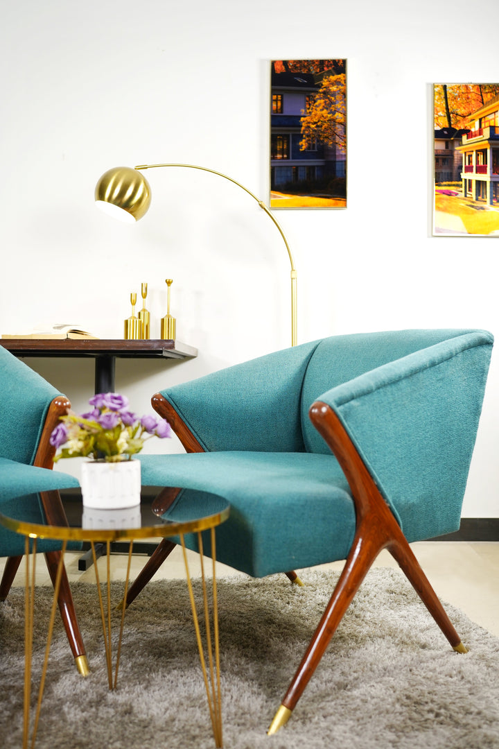 Chic Mid-Century Modern Armchair in Teal